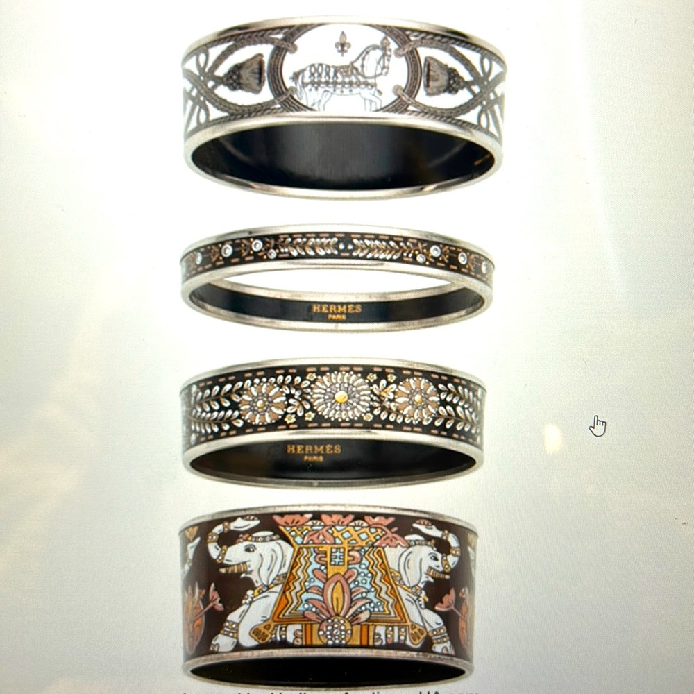 Hermes set of four black and white enamel bangle bracelets